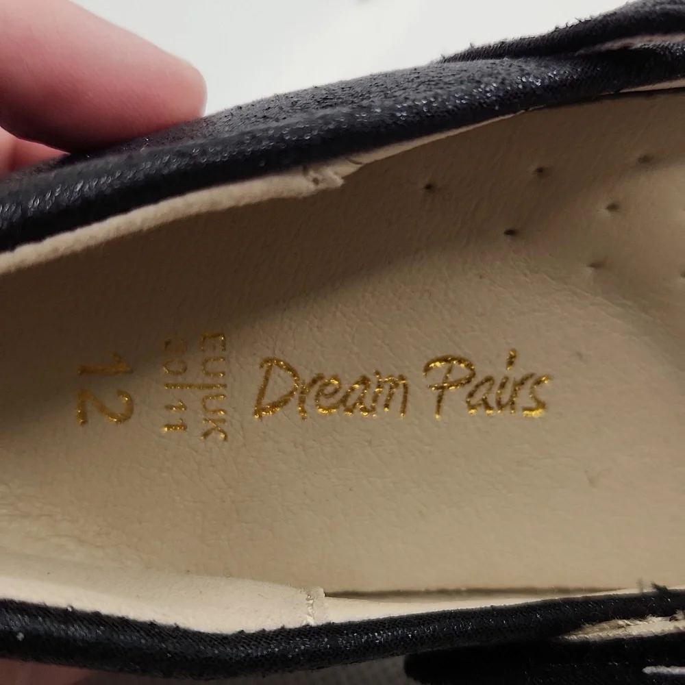DREAM PAIRS Mary Jane Shoes Heart Rhinestone Front Bow Ballerina Flats Size 12